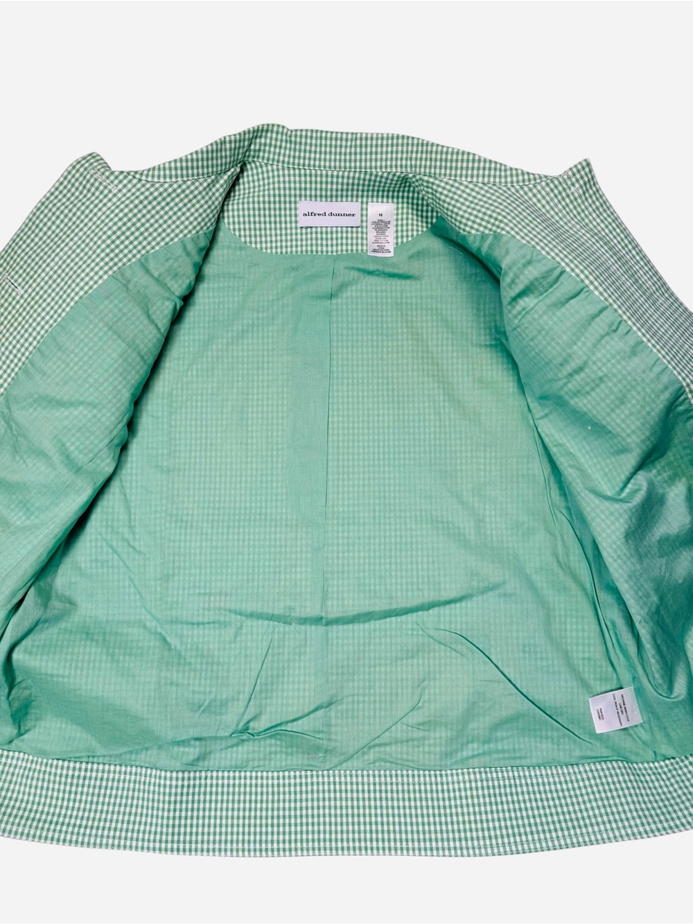NWT New Alfred Dunner Kiwi Green Just Checking Cotton Jacket Size 12 - Picture 10 of 12